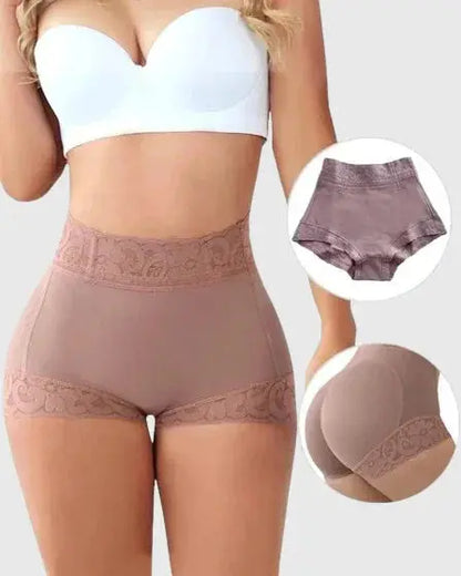 Shorts de talle alto con efecto levantamiento de glúteos Curvify - beige